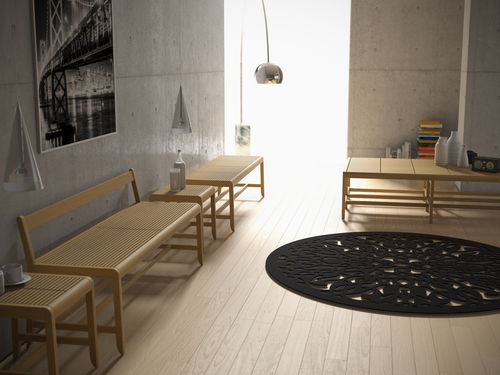 Banc de jardin contemporain - SAKI SET - Deesawat Industries - en bois / avec dossier / d'intérieur