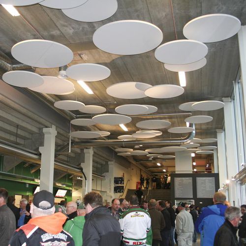 Faux-plafond en laine de verre - SOLO™ CIRCLE XL - Saint-Gobain Ecophon - en panneaux / en îlot / pour bureau
