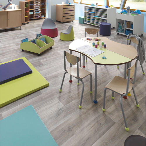 Table de travail contemporaine - PUZZLE  - DPC - en stratifié / avec piètement en métal / pour école maternelle