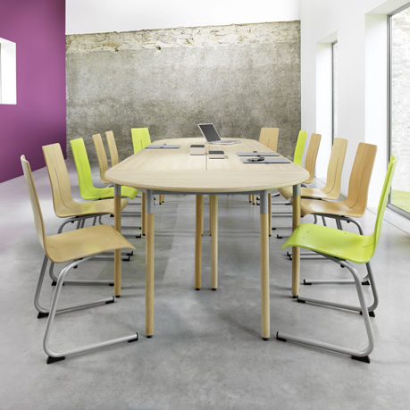 Table contemporaine - LAÏS - DPC - en stratifié / en mélaminé / avec piètement en hêtre