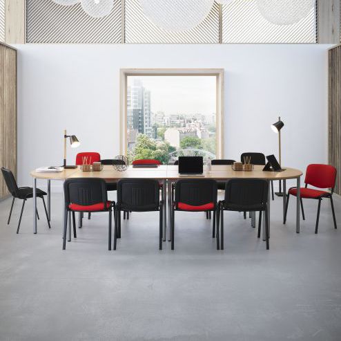 Table contemporaine - ORGA - DPC - en stratifié / en mélaminé / avec piètement en métal