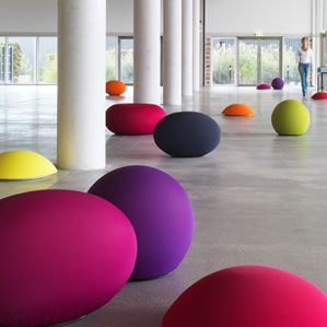 Pouf contemporain - TATO - DPC - en tissu / en polyuréthane / rond