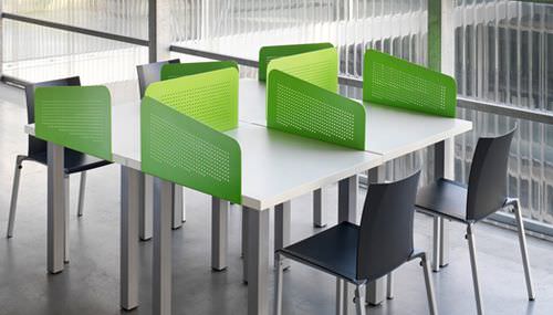 Table contemporaine - SYNODIS - DPC - en stratifié / avec piètement en métal / rectangulaire