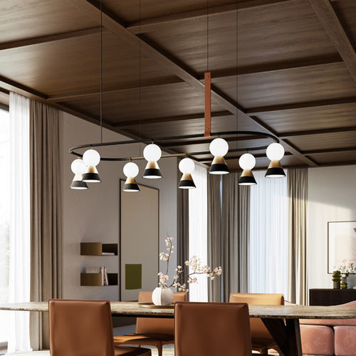 Suspension - BŌZU - Masiero - en métal / en cuir / en verre de Murano
