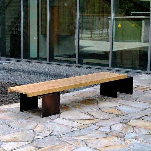 Banc public contemporain - LINEA - Euroform K. Winkler GmbH - en bois de feuillus / en acier galvanisé / en tôle d'acier