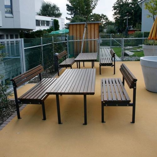 Table de pique-nique contemporaine - QUATTRO - Euroform K. Winkler GmbH - en bois de feuillus / avec piètement en acier galvanisé / rectangulaire