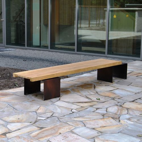 Banc public contemporain - LINEA 387 LIGHT - Euroform K. Winkler GmbH - en bois de feuillus / en acier galvanisé / en tôle d'acier