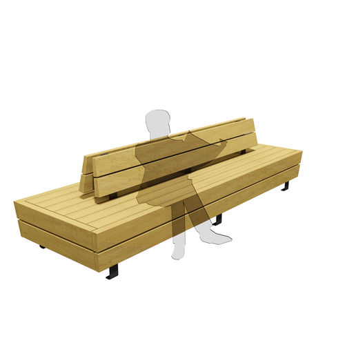 Banc public contemporain - ISOLA V - Euroform K. Winkler GmbH - en bois de feuillus / en acier galvanisé / avec dossier