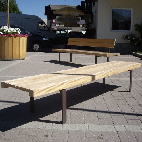 Banc public contemporain - LINEAPANCA - Euroform K. Winkler GmbH - en bois de feuillus / en acier galvanisé / sans dossier