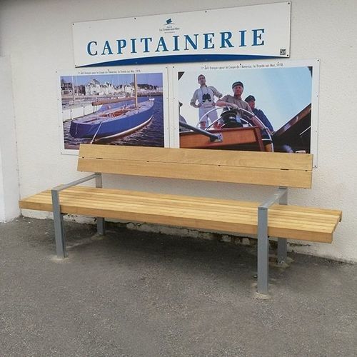 Banc public contemporain - LINEASEDUTA - Euroform K. Winkler GmbH - en bois / en acier galvanisé / avec dossier