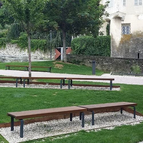 Banc public contemporain - LINEAPANCA LIGHT - Euroform K. Winkler GmbH - en bois de feuillus / en acier galvanisé / sans accoudoirs
