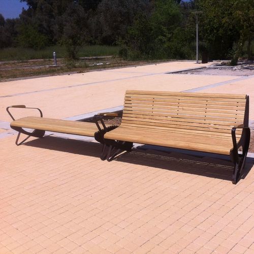 Banc public contemporain - ALLDOUBLE - Euroform K. Winkler GmbH - en bois de feuillus / en acier galvanisé / en tôle d'acier