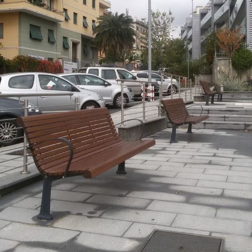 Banc public contemporain - ANCORA - Euroform K. Winkler GmbH - en bois / en fonte / en tôle d'acier