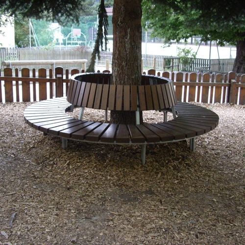 Banc public contemporain - BLOCK - Euroform K. Winkler GmbH - en bois de feuillus / en acier galvanisé / avec dossier