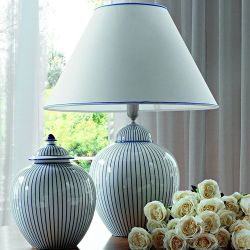Lampe de table - RIGHE - Le Porcellane - en tissu / en porcelaine / classique
