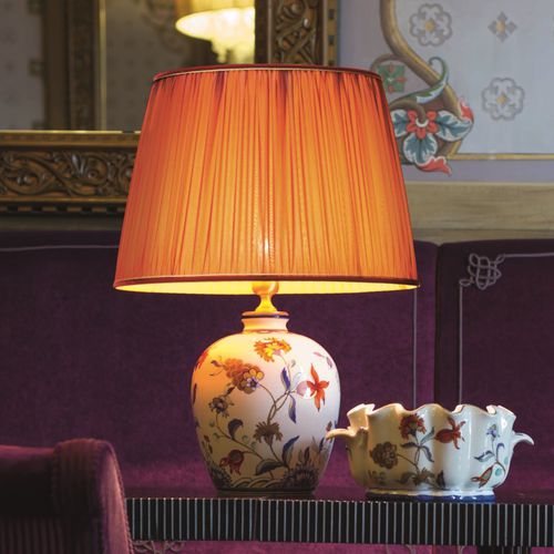 Lampe de table - FIORI POLICROMO - Le Porcellane - en tissu / en porcelaine / classique