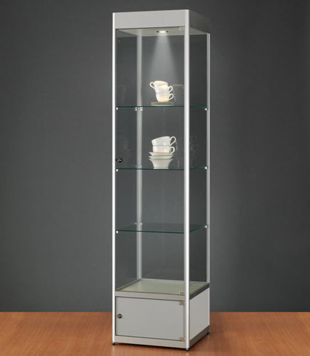 Vitrine contemporaine - 116 500 WITH HEADER & STORAGE - SDB Vitrinebouw BV - en verre / en bois / en aluminium anodisé