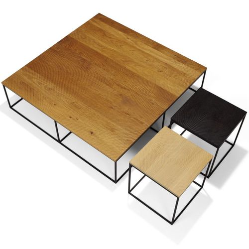 Table basse contemporaine - LOG - Linteloo - en chêne / avec piètement en acier thermolaqué / carrée