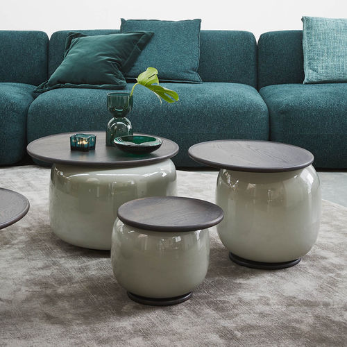 Table basse contemporaine - BALANCED - Linteloo - en chêne / avec piètement en verre de murano / ronde