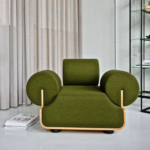 Fauteuil contemporain - MVPHE - spectrumdesign - en tissu / en bois / bleu