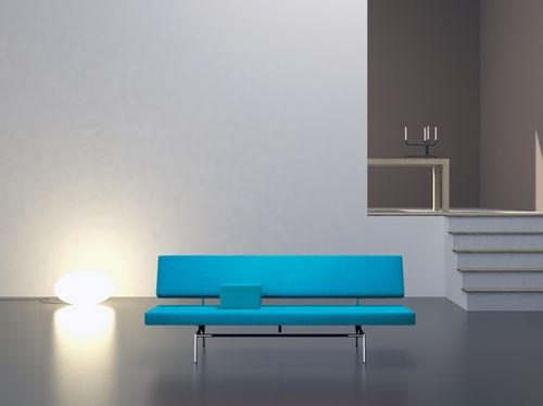 Banquette contemporaine - BR 02 - spectrumdesign - en cuir / avec dossier / bleue
