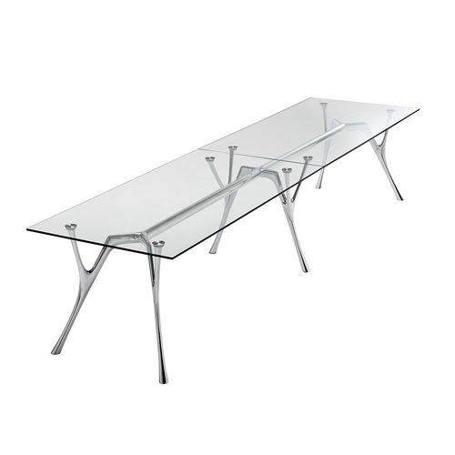 Table contemporaine - PEGASO INFINITO  - Caimi Brevetti SpA - en verre trempé / avec piètement en aluminium / rectangulaire