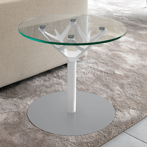 Table d'appoint contemporaine - CICERONE  - Caimi Brevetti SpA - en verre trempé / en acier à revêtement par poudre / en HPL