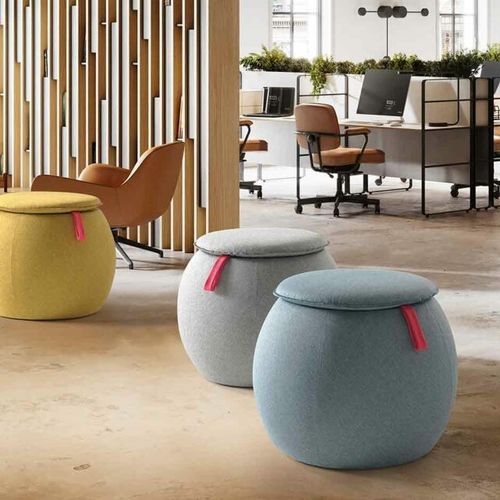 Pouf contemporain - SNOWPOUF - Caimi Brevetti SpA - en tissu / rond / tapissé