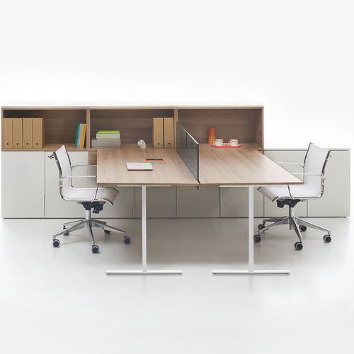 Bureau pour open space - T-LEG - Manerba - contemporain / en bois / piètement en T