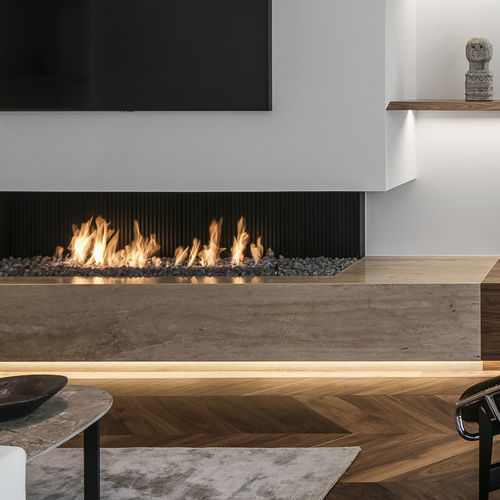 Cheminée à gaz - URBAN - Metalfire Architectural fireplaces - à encastrer / à 2 faces / à foyer ouvert