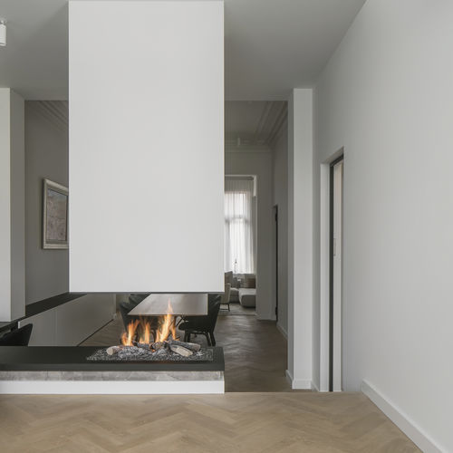 Cheminée à gaz - URBAN - Metalfire Architectural fireplaces - à poser / centrale / à foyer ouvert