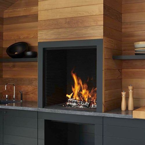 Cheminée à bois - UNIVERSAL BBQ 2 - Metalfire Architectural fireplaces - encastrable / simple face / de jardin