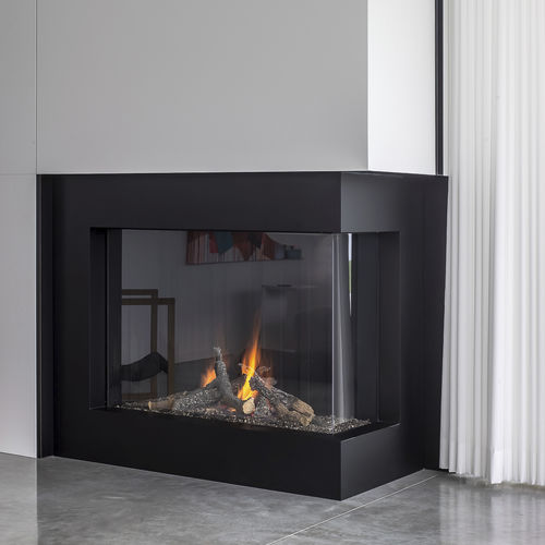 Cheminée à gaz - AVENUE MF 1050-75 GHE 2S - Metalfire Architectural fireplaces - à encastrer / d'angle / à 2 faces