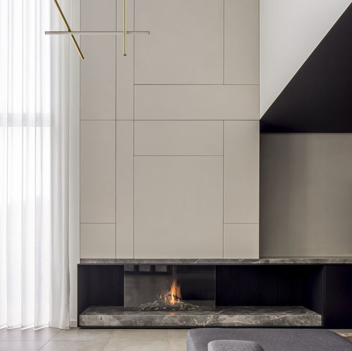 Cheminée à gaz - AVENUE MF 1050-60 GHE 3S - Metalfire Architectural fireplaces - encastrable / à 3 faces / à foyer fermé