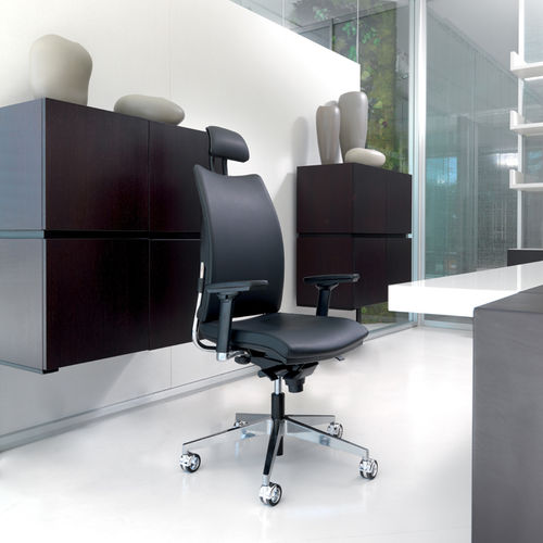 Fauteuil de direction contemporain - OVERTIME - LUXY - en maille / en cuir / en métal