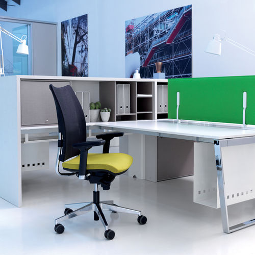 Fauteuil de bureau contemporain - OVERTIME - LUXY - en maille / en cuir / en métal