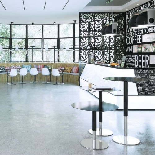 Table bistrot contemporaine - INCOLLECTION : INTONDO - LUXY - en acier inoxydable / en HPL / en MDF