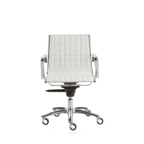 Chaise de bureau contemporaine - LIGHT - LUXY - en cuir / avec piètement en acier / tapissée