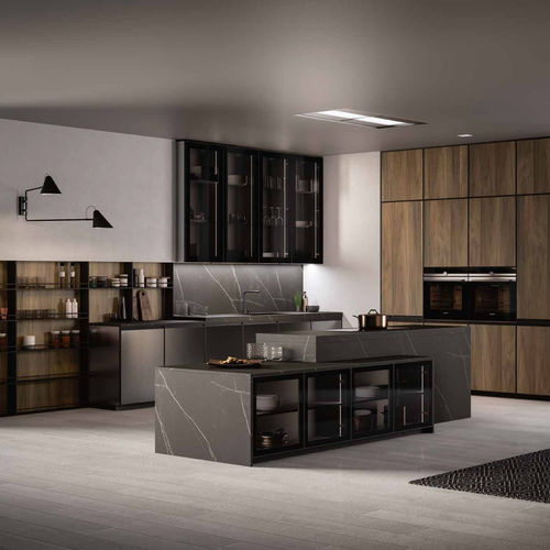 Cuisine contemporaine - KRONOS 5 - Arredo3 s.r.l. - en verre fumé / en composite / en PET
