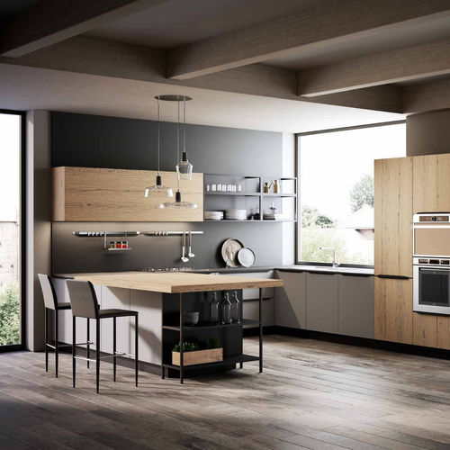 Cuisine contemporaine - KALÌ 07 - Arredo3 s.r.l. - en chêne / en quartz / en aluminium laqué