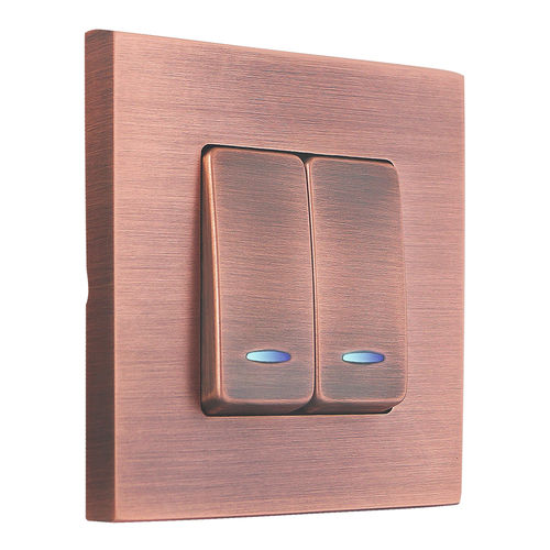 Interrupteur bouton poussoir - FEDE Switch & Light - encastré / double / en laiton brossé