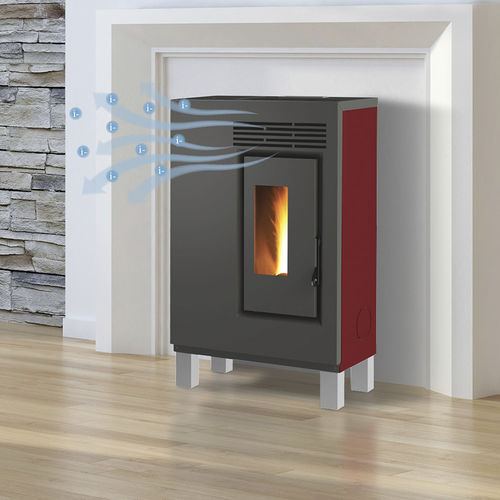 Poêle à granulés - ECO60H – PIEDINI LEGNO METALLIZZATO - FAIR srl - 0 - 5 kW / sur pieds / contemporain