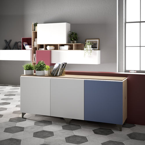 Buffet contemporain - MD06PL - GIESSEGI - en bois laqué / gris / bleu