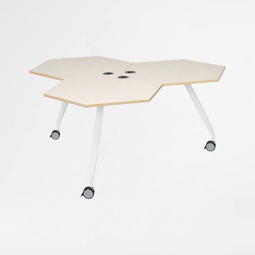 Table d'enseignement contemporaine - TRIXAGON  - KINNARPS - en stratifié / hexagonale / à roulettes
