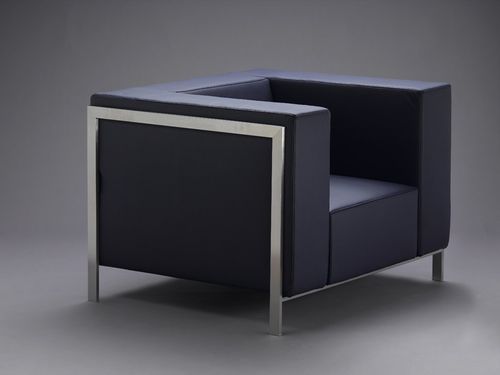 Fauteuil contemporain - HATT - mminterier - en cuir / en tissu / en acier inoxydable