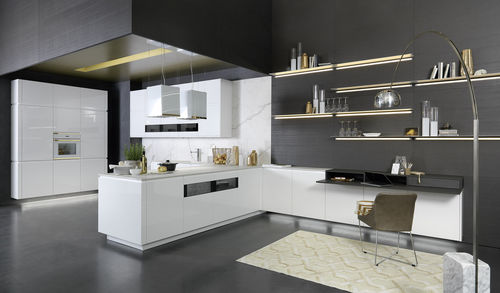 Cuisine contemporaine - SOLO - rational einbaukuechen - en placage de bois / en bois laqué / en L