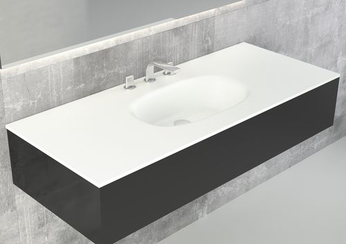 Vasque à encastrer - FLOW 1S - HIDROBOX by absara - en Solid Surface / avec miroir ajustable / ovale