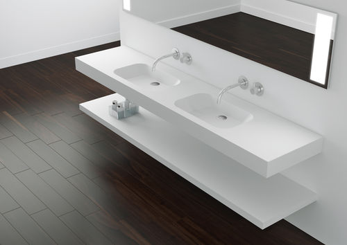 Vasque suspendue - CODE 2S - HIDROBOX by absara - en Solid Surface / avec plan intégré / rectangulaire