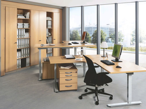 Bureau contemporain - TECHNO - RÖHR-Bush - en bois / piètement en T / à hauteur réglable