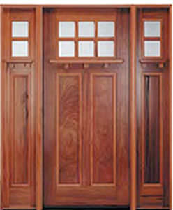 Porte d'entrée - CRAFTSMAN - PELLA - en bois / battante / semi-vitrée